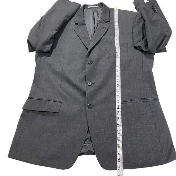 Michael Kors Men Grey 3-Button 100% Wool Suit Jacket Sz 44R Crosshatch Lined - Picture 11 of 13
